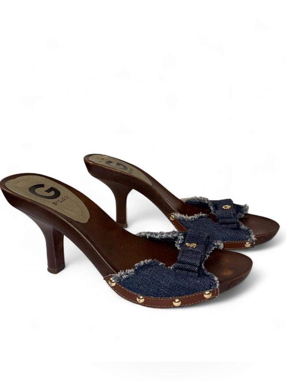 Vintage Y2K Guess Denim Heel Mules – Size 7.5